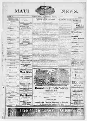 The Maui News Newspaper 2 Mart 1901 kapağı