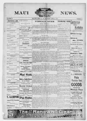 The Maui News Newspaper 4 Mayıs 1901 kapağı