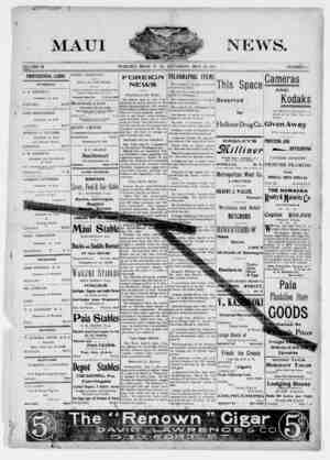 The Maui News Newspaper 25 Mayıs 1901 kapağı