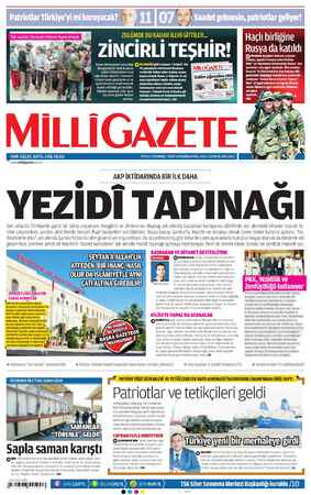 Milli Gazete Gazetesi 22 Ocak 2013 kapağı
