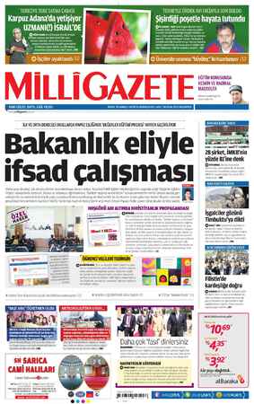 Milli Gazete Gazetesi 28 Ocak 2013 kapağı