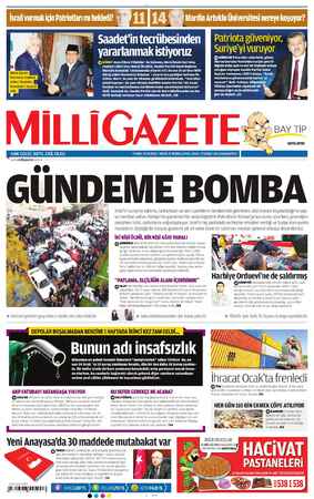 Milli Gazete Gazetesi 2 Şubat 2013 kapağı