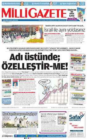 Milli Gazete Gazetesi 3 Şubat 2013 kapağı