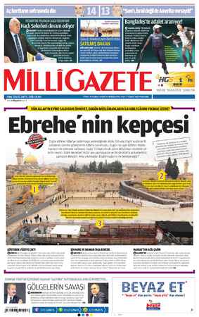 Milli Gazete Gazetesi 7 Şubat 2013 kapağı