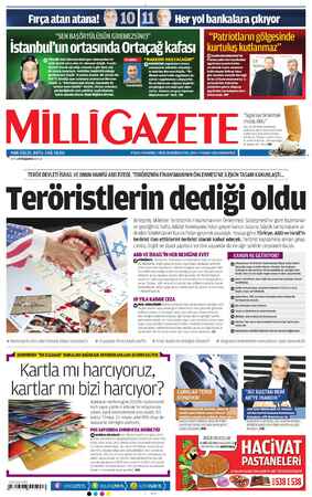 Milli Gazete Gazetesi 9 Şubat 2013 kapağı
