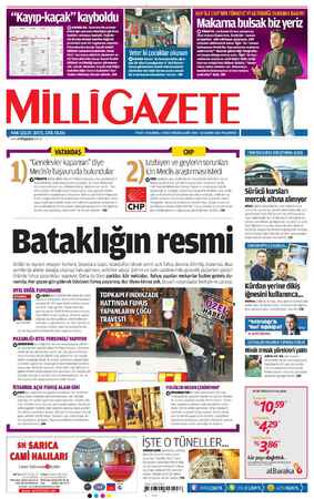 Milli Gazete Gazetesi 18 Şubat 2013 kapağı