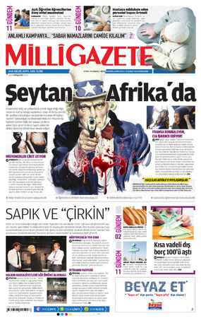 Milli Gazete Gazetesi 21 Şubat 2013 kapağı