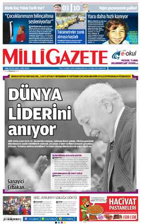 Milli Gazete Gazetesi 23 Şubat 2013 kapağı