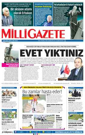 Milli Gazete Gazetesi 26 Şubat 2013 kapağı