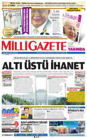 Milli Gazete Gazetesi 27 Şubat 2013 kapağı