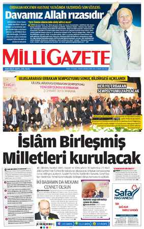 Milli Gazete Gazetesi 5 Mart 2013 kapağı