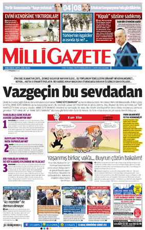 Milli Gazete Gazetesi 6 Mart 2013 kapağı