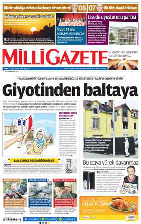 Milli Gazete Gazetesi 12 Mart 2013 kapağı