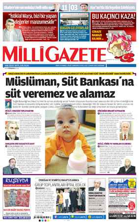 Milli Gazete Gazetesi 13 Mart 2013 kapağı