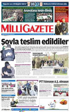 Milli Gazete Gazetesi 14 Mart 2013 kapağı