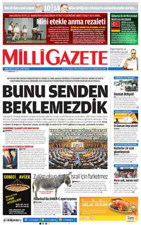 Milli Gazete Gazetesi 15 Mart 2013 kapağı