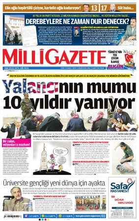 Milli Gazete Gazetesi 17 Mart 2013 kapağı