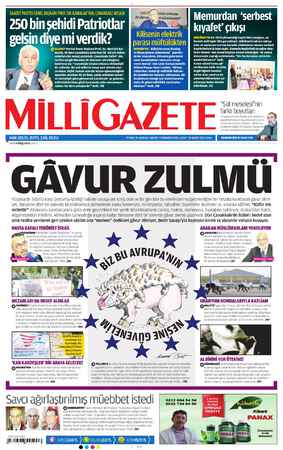 Milli Gazete Gazetesi 19 Mart 2013 kapağı