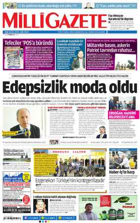 Milli Gazete Gazetesi 20 Mart 2013 kapağı