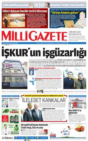 Milli Gazete Gazetesi 21 Mart 2013 kapağı
