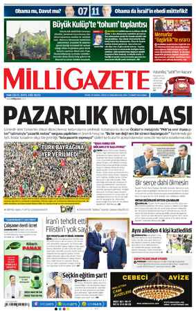 Milli Gazete Gazetesi 22 Mart 2013 kapağı