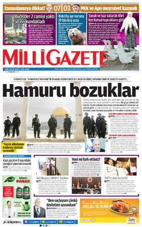 Milli Gazete Gazetesi 26 Mart 2013 kapağı