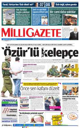 Milli Gazete Gazetesi 28 Mart 2013 kapağı