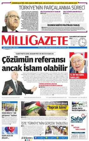 Milli Gazete Gazetesi 31 Mart 2013 kapağı