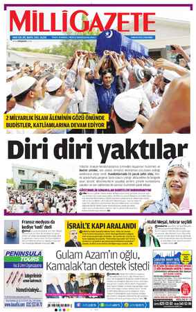 Milli Gazete Gazetesi 3 Nisan 2013 kapağı