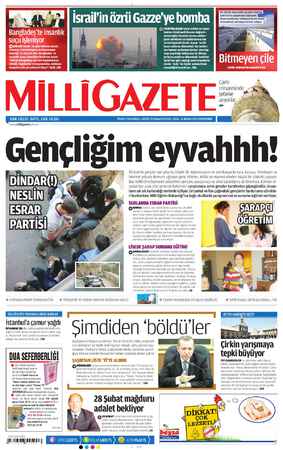 Milli Gazete Gazetesi 4 Nisan 2013 kapağı