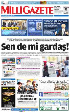 Milli Gazete Gazetesi 5 Nisan 2013 kapağı