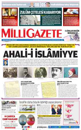 Milli Gazete Gazetesi 8 Nisan 2013 kapağı