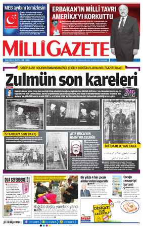 Milli Gazete Gazetesi 11 Nisan 2013 kapağı