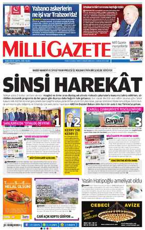 Milli Gazete Gazetesi 12 Nisan 2013 kapağı