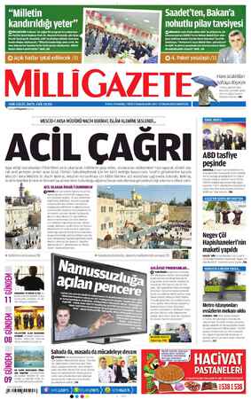 Milli Gazete Gazetesi 13 Nisan 2013 kapağı
