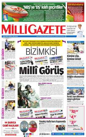 Milli Gazete Gazetesi 15 Nisan 2013 kapağı