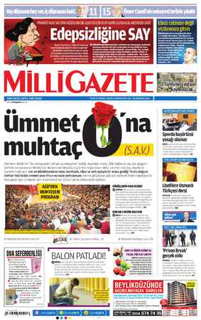 Milli Gazete Gazetesi 16 Nisan 2013 kapağı