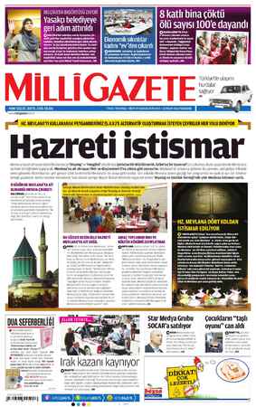 Milli Gazete Gazetesi 25 Nisan 2013 kapağı