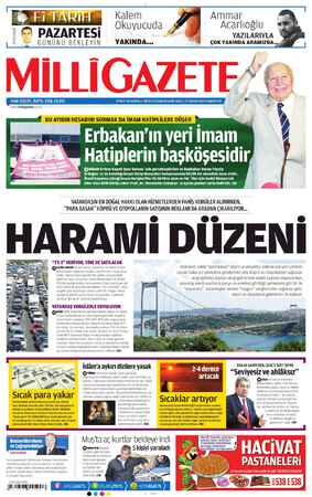 Milli Gazete Gazetesi 27 Nisan 2013 kapağı