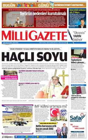 Milli Gazete Gazetesi May 5, 2013 kapağı