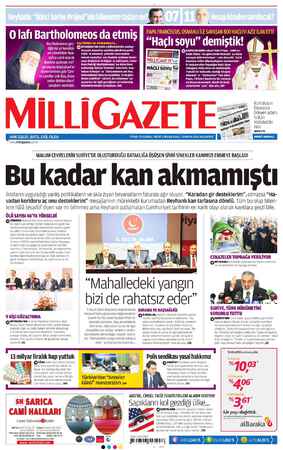Milli Gazete Gazetesi 13 Mayıs 2013 kapağı