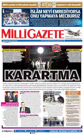 Milli Gazete Gazetesi 14 Mayıs 2013 kapağı