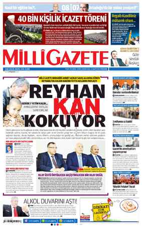 Milli Gazete Gazetesi May 16, 2013 kapağı