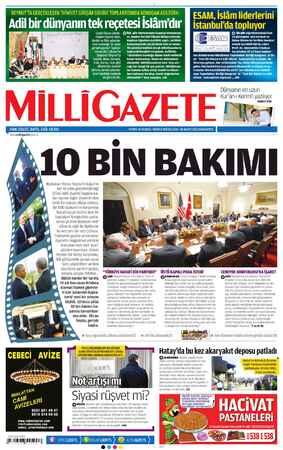 Milli Gazete Gazetesi 18 Mayıs 2013 kapağı