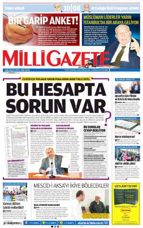Milli Gazete Gazetesi May 22, 2013 kapağı