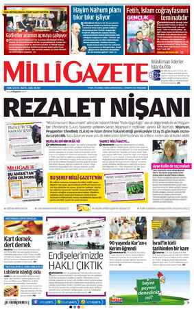 Milli Gazete Gazetesi 23 Mayıs 2013 kapağı