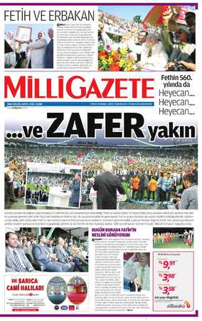 Milli Gazete Gazetesi May 27, 2013 kapağı