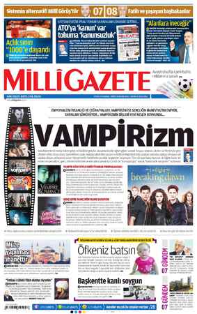 Milli Gazete Gazetesi May 28, 2013 kapağı