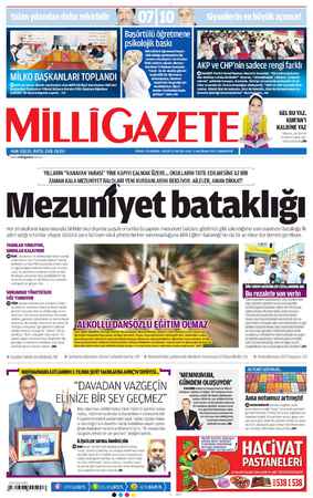 Milli Gazete Gazetesi 1 Haziran 2013 kapağı