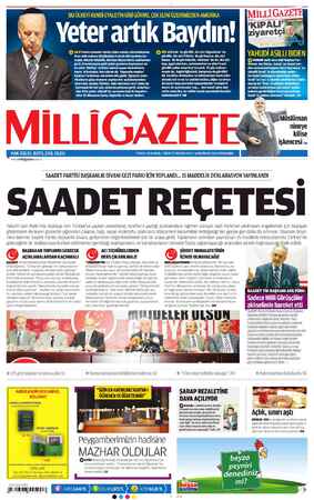 Milli Gazete Gazetesi June 6, 2013 kapağı